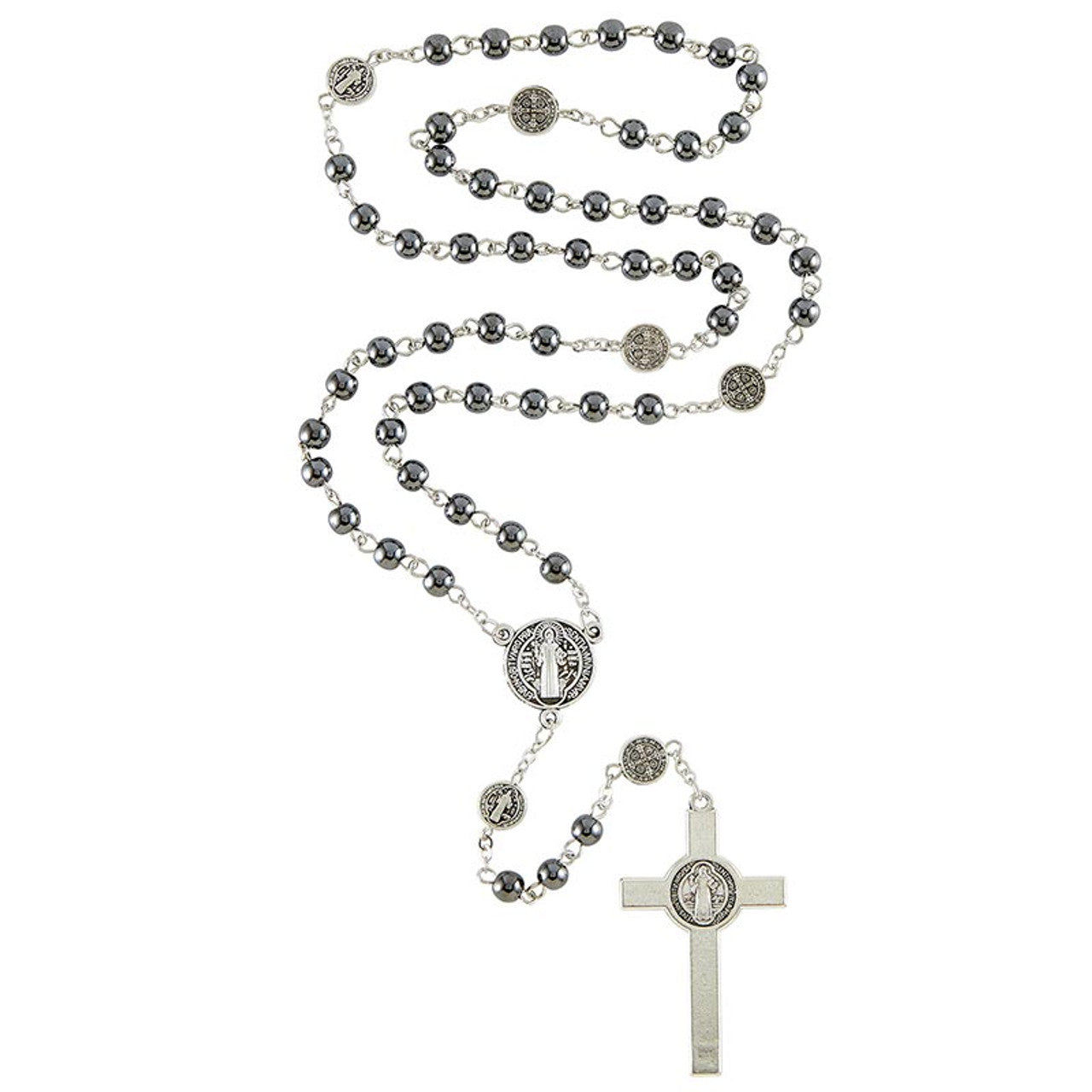 Hematite Saint Benedict Rosary