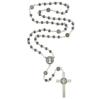 Hematite Saint Benedict Rosary
