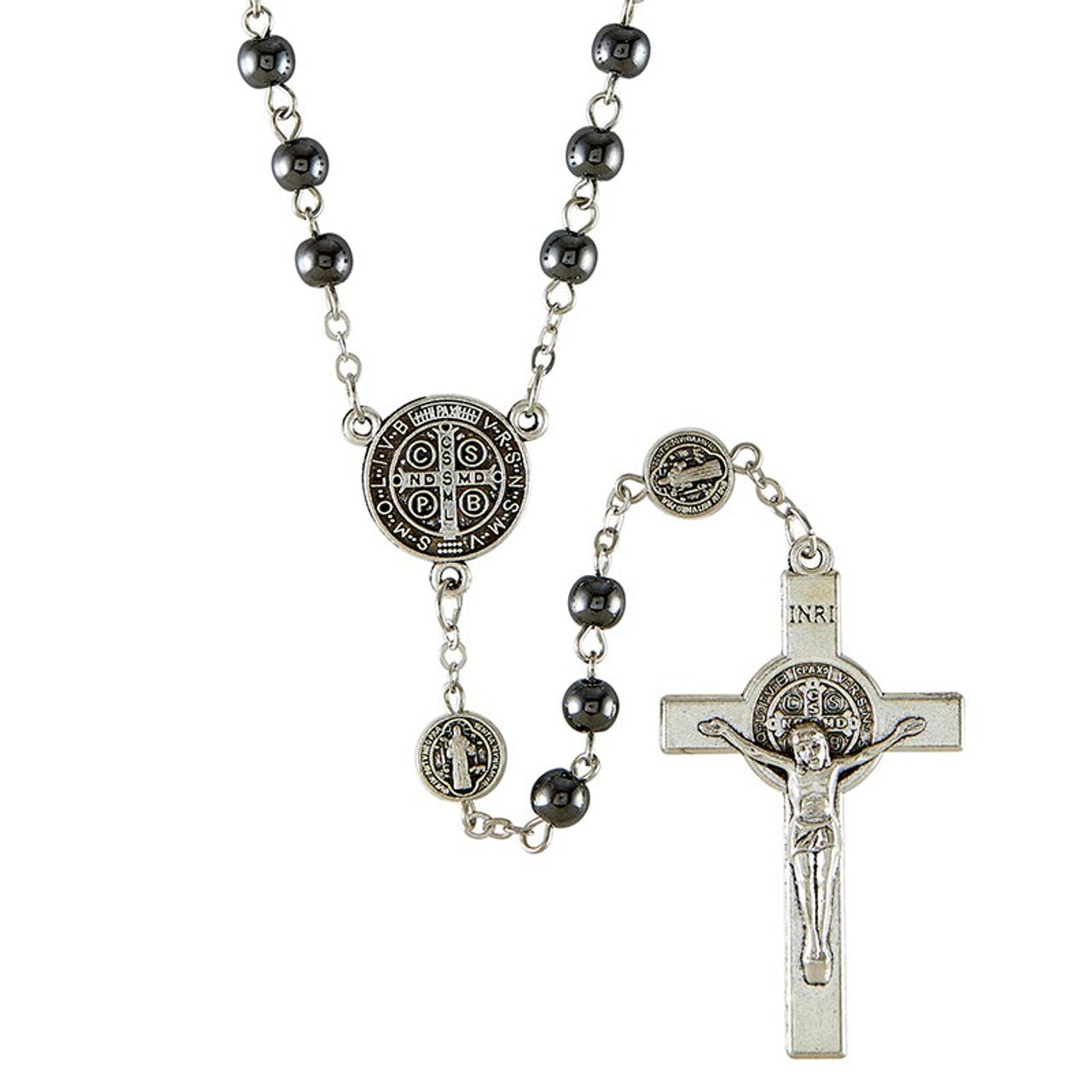 Hematite Saint Benedict Rosary