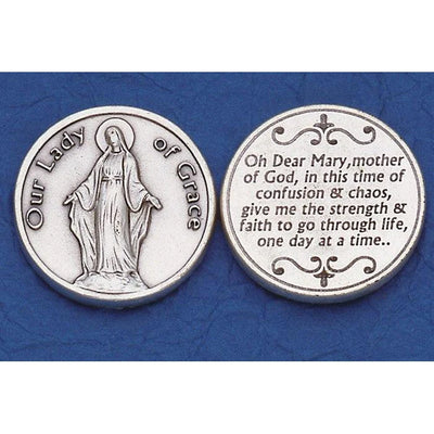 Our Lady of Grace Italian Pocket Token Coin - Unique Catholic Gifts