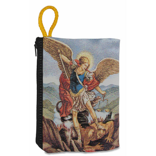 Saint Michael Woven Tapestry Rosary Pouch 3"x4"