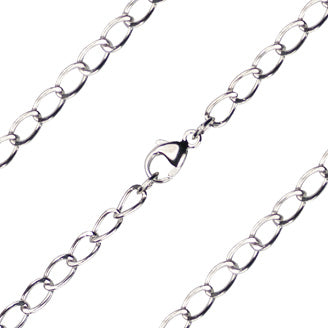 24 inch Sterling Silver Open Curb Chain with Lobster Claw - Carded - Unique Catholic Gifts