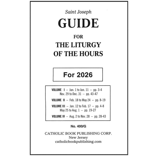 Saint Joseph Guide for the Liturgy of the Hours 2026 with clear daily references and volume details on front cover.