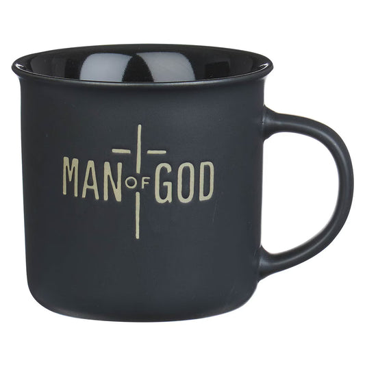 Man of God Matte Black Ceramic Coffee Mug - 1 Timothy 6:11