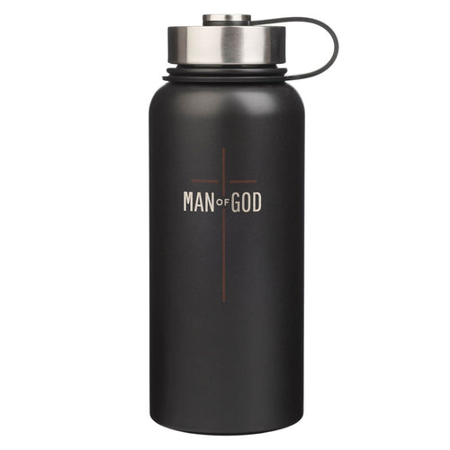 Man of God Matte Black Stainless Steel Water Bottle