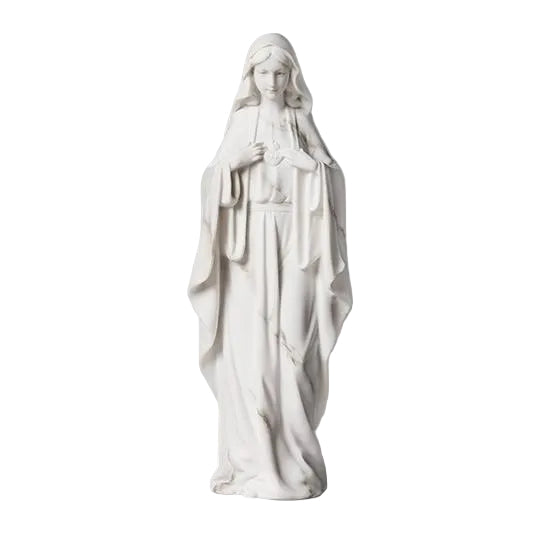 Marble White Immaculate Heart of Mary Statue 8 1/4"