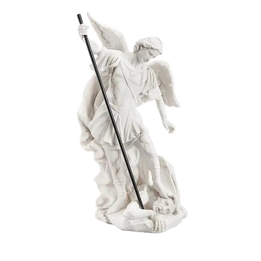 Marble White St. Michael the Archangel Statue 8 1/2"
