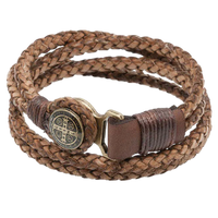 Men's St. Benedict Leather Cord Bracelet - Unique Catholic Gifts