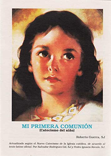 Book cover of Mi Primera Comunión in Spanish featuring a portrait of a young child with a serene expression