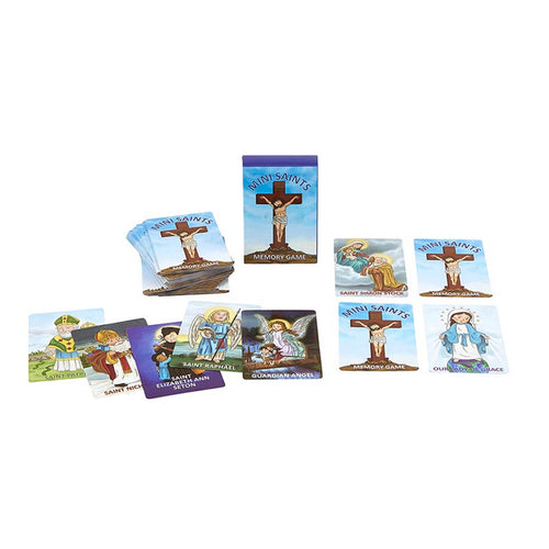 Mini Saints Memory Card Game with colorful saint illustrations, educational and ideal for children and Sunday school use