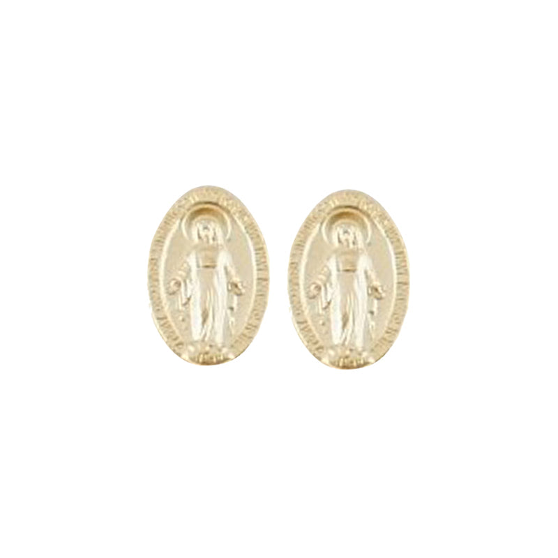 Miraculous Medal Earrings Gold Plated 1/2"