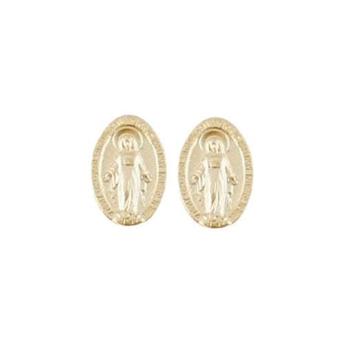 Miraculous Medal Earrings Gold Plated 1/2"