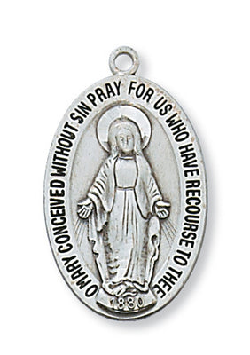 Silver Miraculous Medal 1-1/8