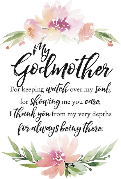 6" x 9" My Godmother wood plaque with floral watercolor accents and heartfelt script message of gratitude