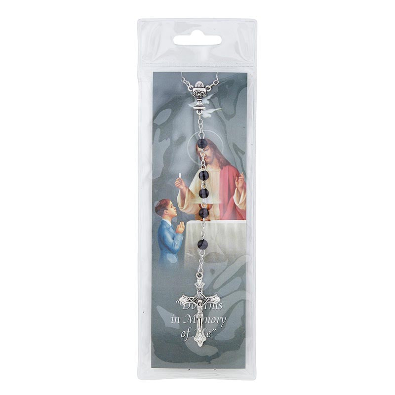 Black First Communion Boy Rosary with Bookmark