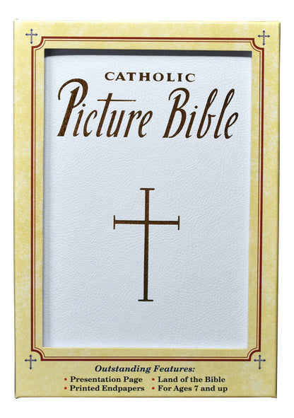 New Catholic Picture Bible with cross design, stories from Old and New Testaments, suitable for ages 7 and up