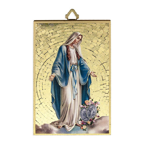 Placa de mosaico de lámina dorada de  Nuestra Señora de la Gracia  4x6 "