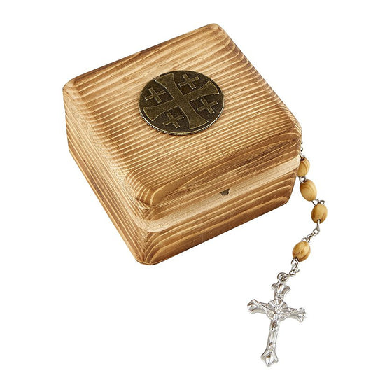 OCIA Wood Rosary and Jerusalem Cross Box