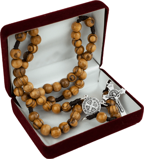 Olive Wood Rosary Saint Benedict