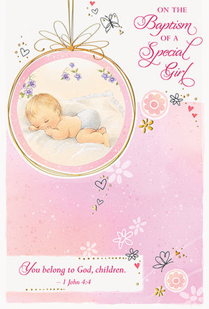 On the Baptism of a Special Girl Greeting Card - Unique Catholic Gifts