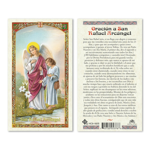 San Rafael Arcangel Tarjeta Sagrada laminada (Cubierta de Plástico)