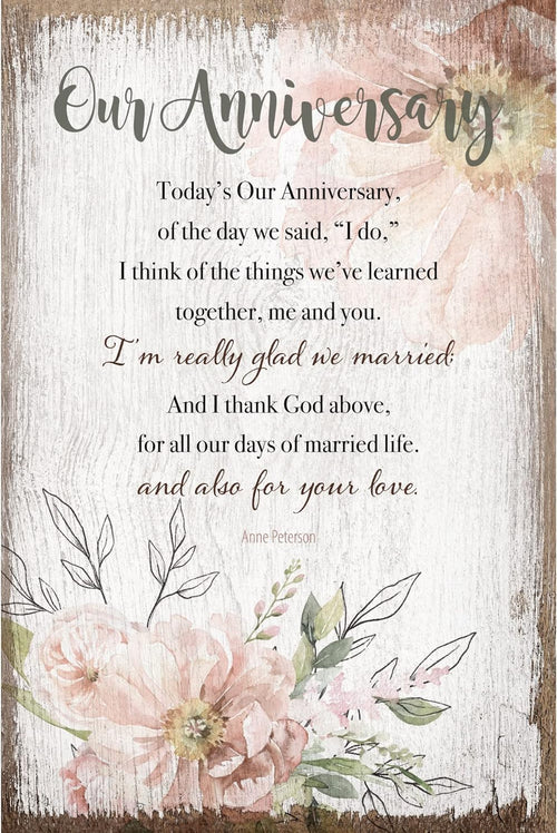 Our Anniversary Wood Standing/Wall Plaque 6"x9" - Unique Catholic Gifts