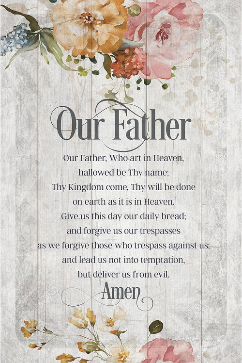 Our Father Wood Standing/Wall Plaque 6 x 9" - Unique Catholic Gifts
