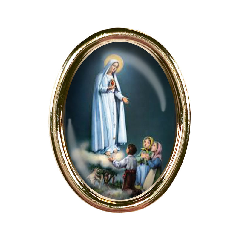 Our Lady of Fatima Photo Lapel Oval Pin 3/4"