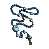 Blue Wood Our Lady of Grace Rosary 8mm - Unique Catholic Gifts