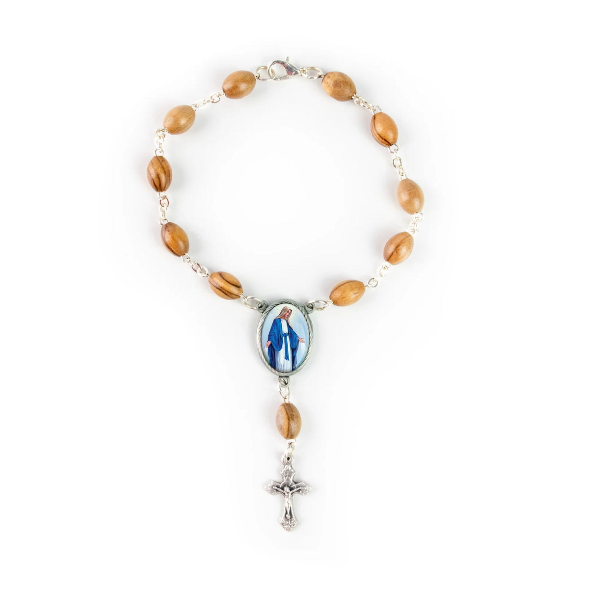 Our Lady of Grace Holy Land Olive Wood Auto Rosary