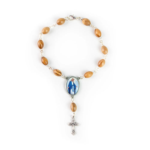 Our Lady of Grace Holy Land Olive Wood Auto Rosary