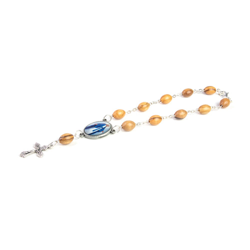 Our Lady of Grace Holy Land Olive Wood Auto Rosary