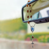 Our Lady of Grace Holy Land Olive Wood Auto Rosary