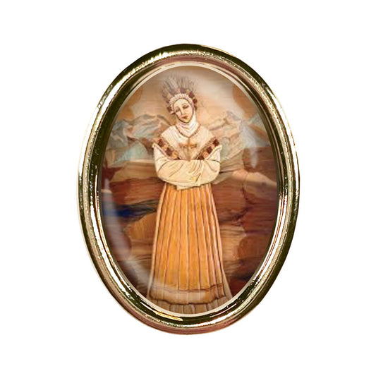 Our Lady of LaSalette Photo Lapel Oval Pin 3/4"