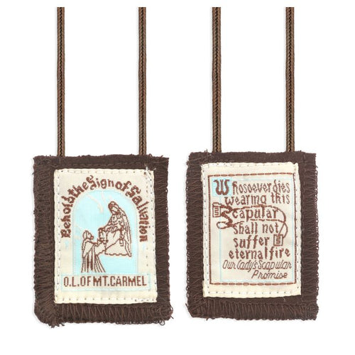 Our Lady of Mount Carmel Brown Woven Scapular 1 3/4"
