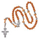St. Francis Paracord Rosary with natural round wood beads, multicolor nylon cord, and reversible St. Francis/St. Clare medal