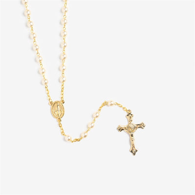 Cream and Gold Italian Rosary 6 mm - Unique Catholic Gifts