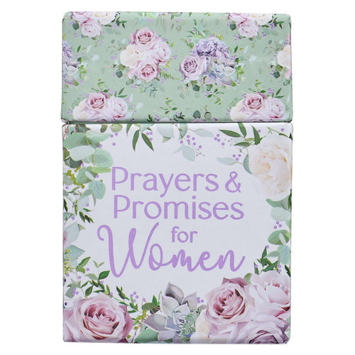 Box of Blessings with Prayers & Promises for Women in pastel floral design and lilac text on white background
