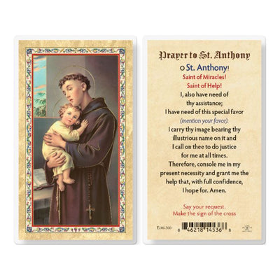 Prayer to St Anthony Laminated Holy Card - Unique Catholic Gifts
