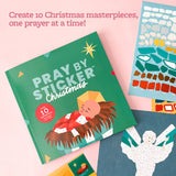 Pray by Sticker Christmas sticker book with nativity scene and colorful numbered sticker sheets for children’s faith activity