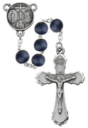 Blue Wood Catholic Symbol Rosary (8mm) - Unique Catholic Gifts