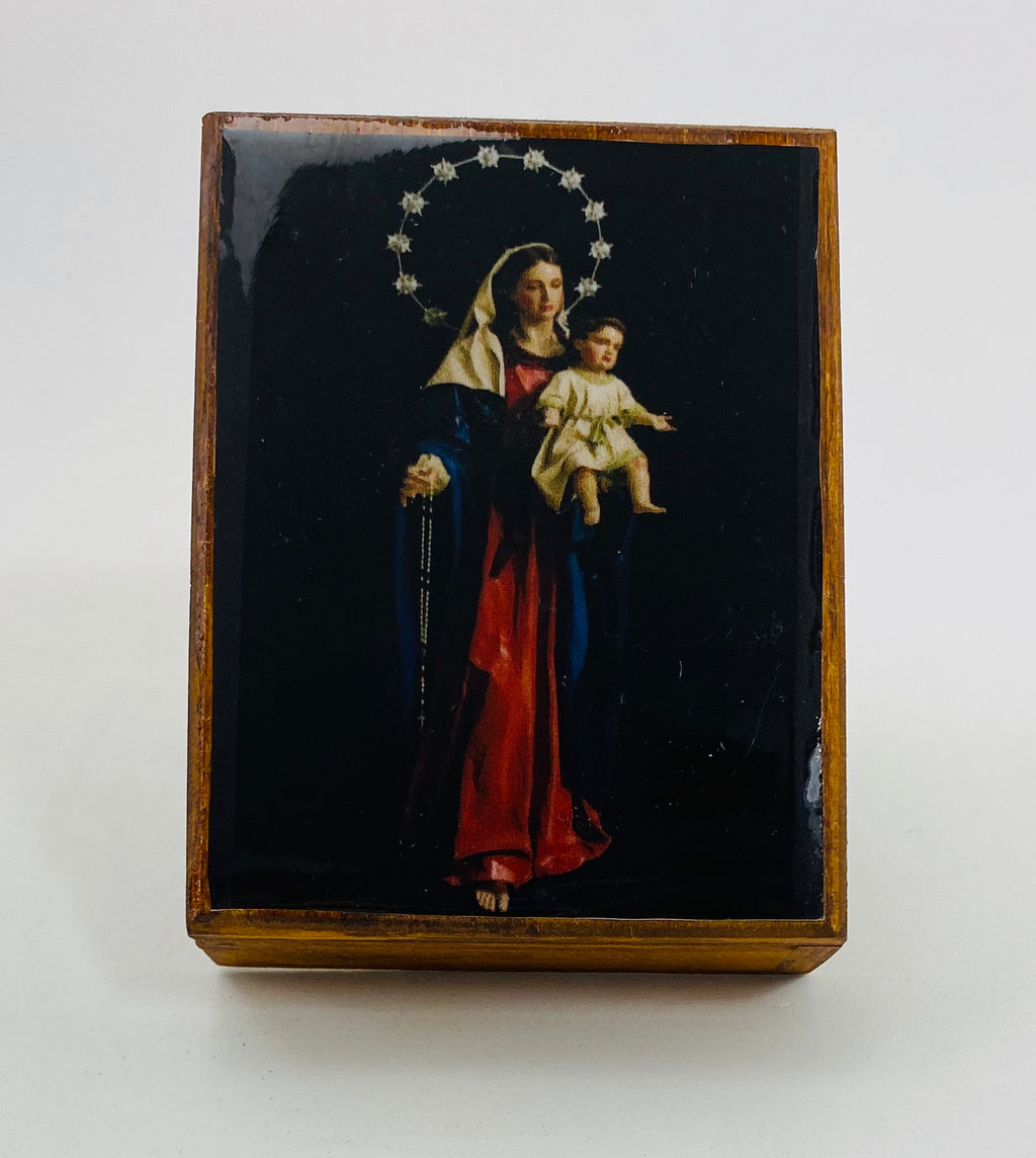 Rosary Box Lady of Rosary  - 4 in. - Unique Catholic Gifts