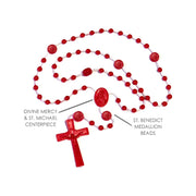 Red Divine Mercy Plastic Rosary - Unique Catholic Gifts