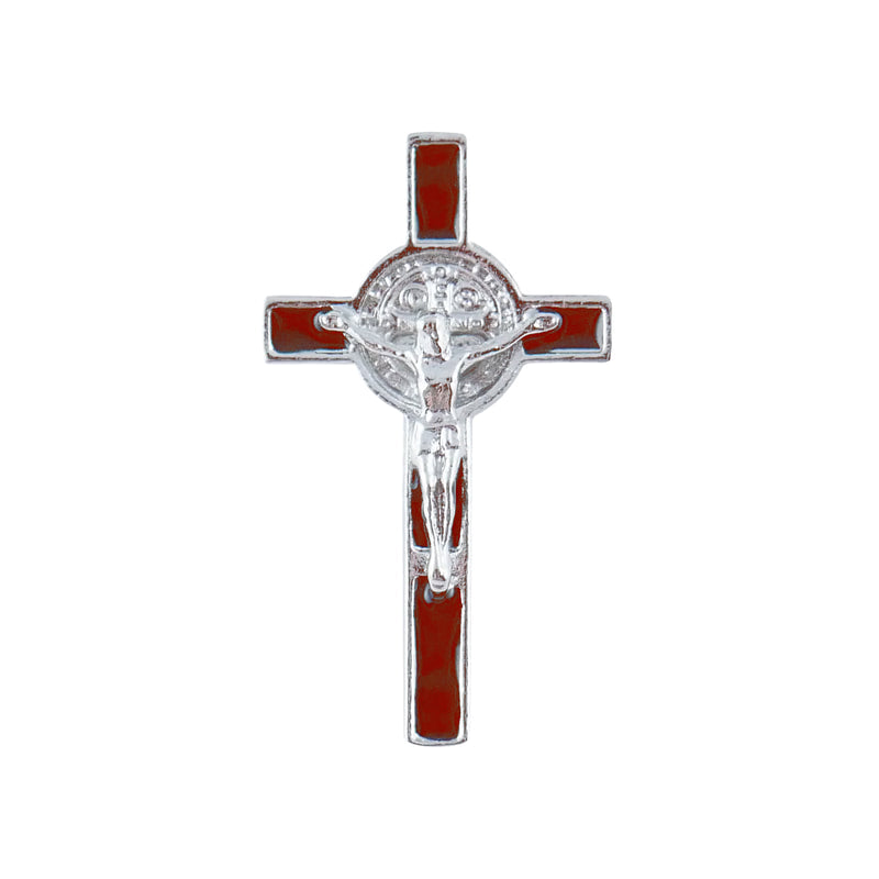 Red St. Benedict Crucifix Lapel Pin 3/4"