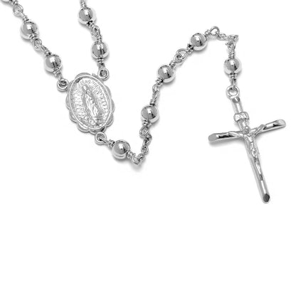 Rhodium Plated over Brass Our Lady of Guadalupe Rosary Necklace