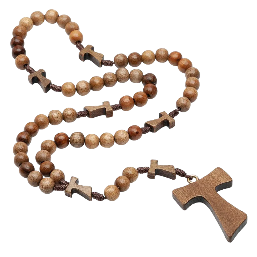 Rosary Necklace Franciscan Tau Style 8MM - Unique Catholic Gifts