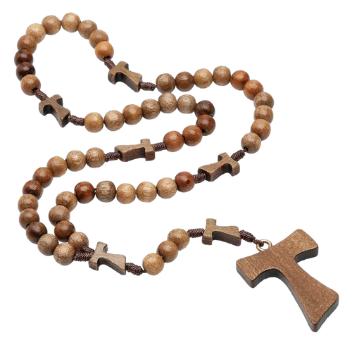 Rosary Necklace Franciscan Tau Style 8MM - Unique Catholic Gifts