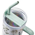 Teal stainless steel 40 oz tumbler with reusable straw and "Be Strong in the Lord" scripture design