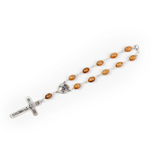 Sacred Heart of Jesus Holy Land Olive Wood Auto Rosary