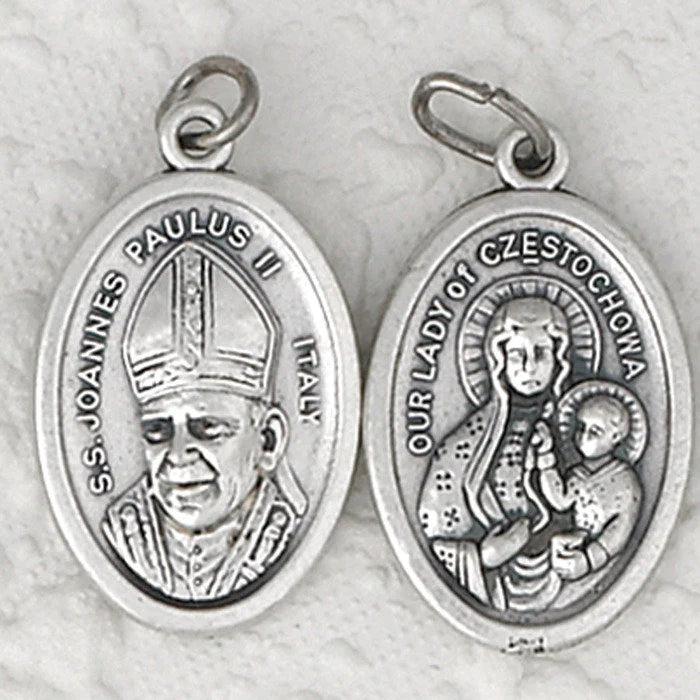 Saint John Paul II/Lady of Czestochowa Double Sided Medal Oxi Medal 1" - Unique Catholic Gifts